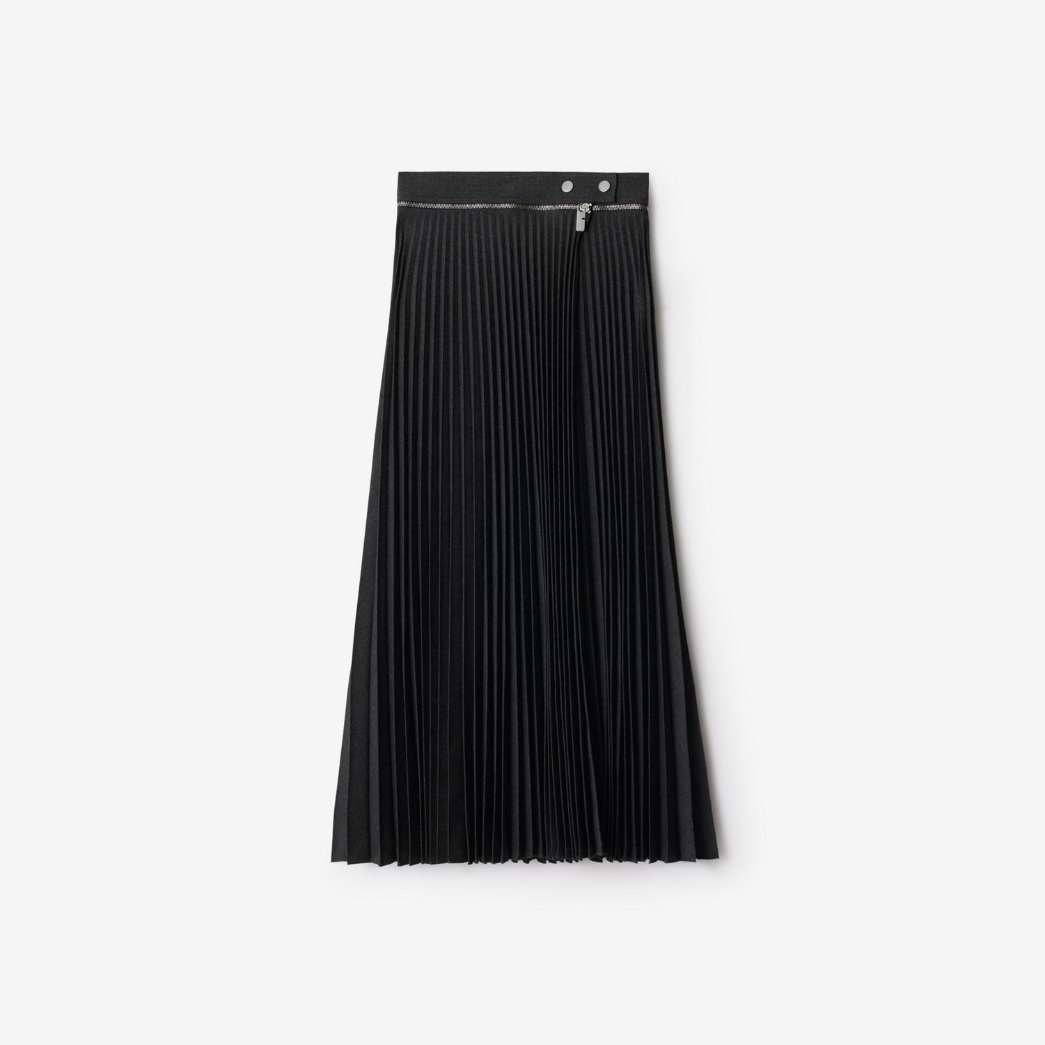 Pleated Stretch Wool Skirt by BURBERRY