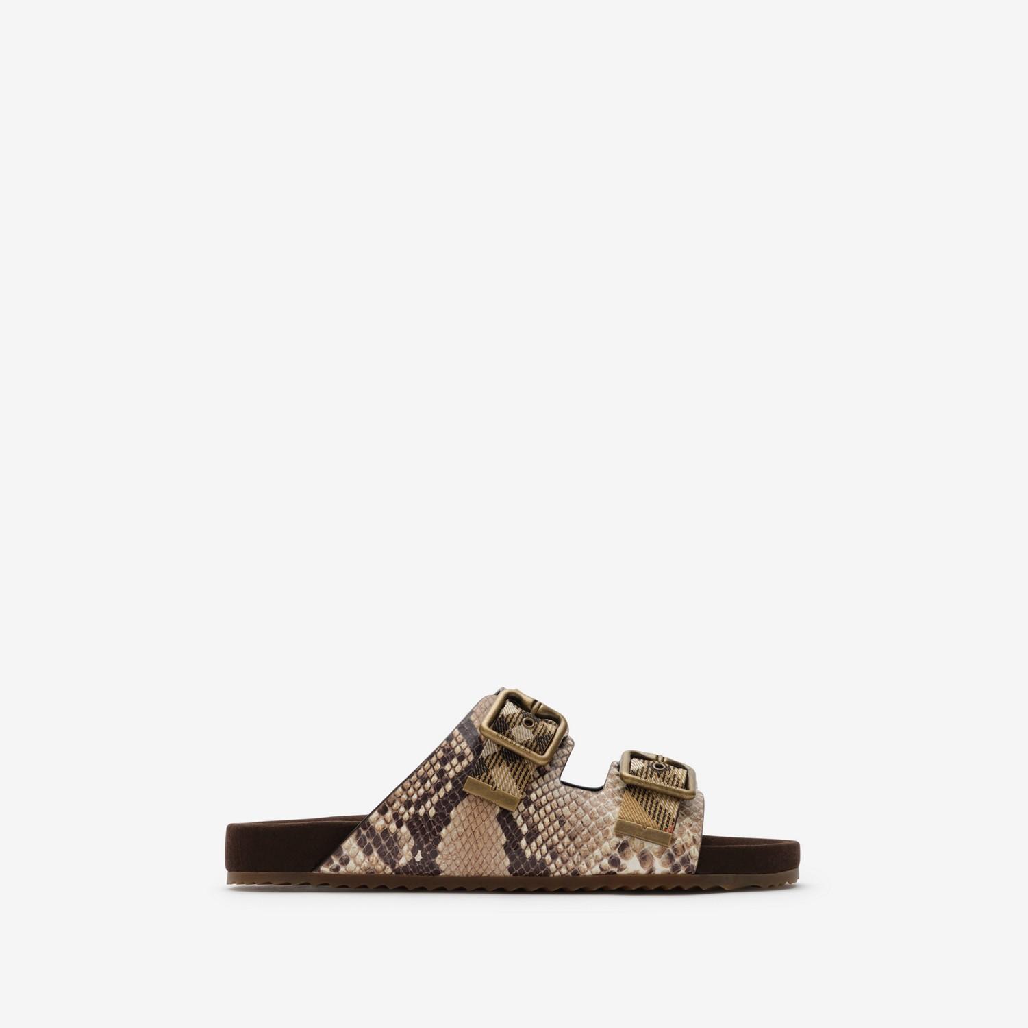 Python-print Leather Urchin Sandals​ by BURBERRY