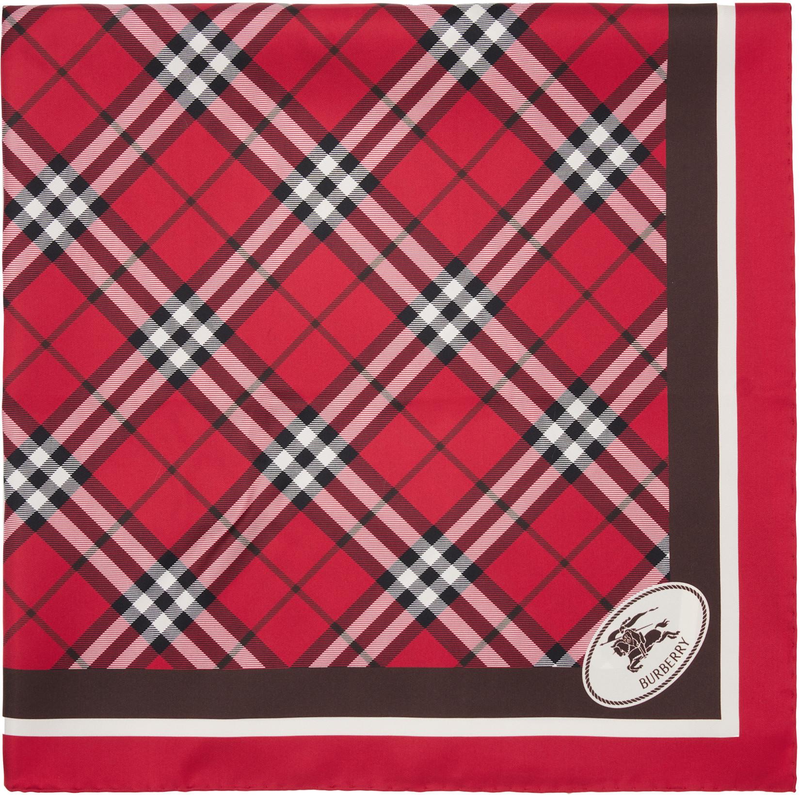 Red Check Silk Scarf by BURBERRY