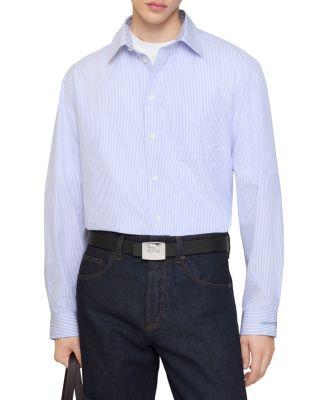 Regular Fit Striped Cotton Poplin Shirt by BURBERRY