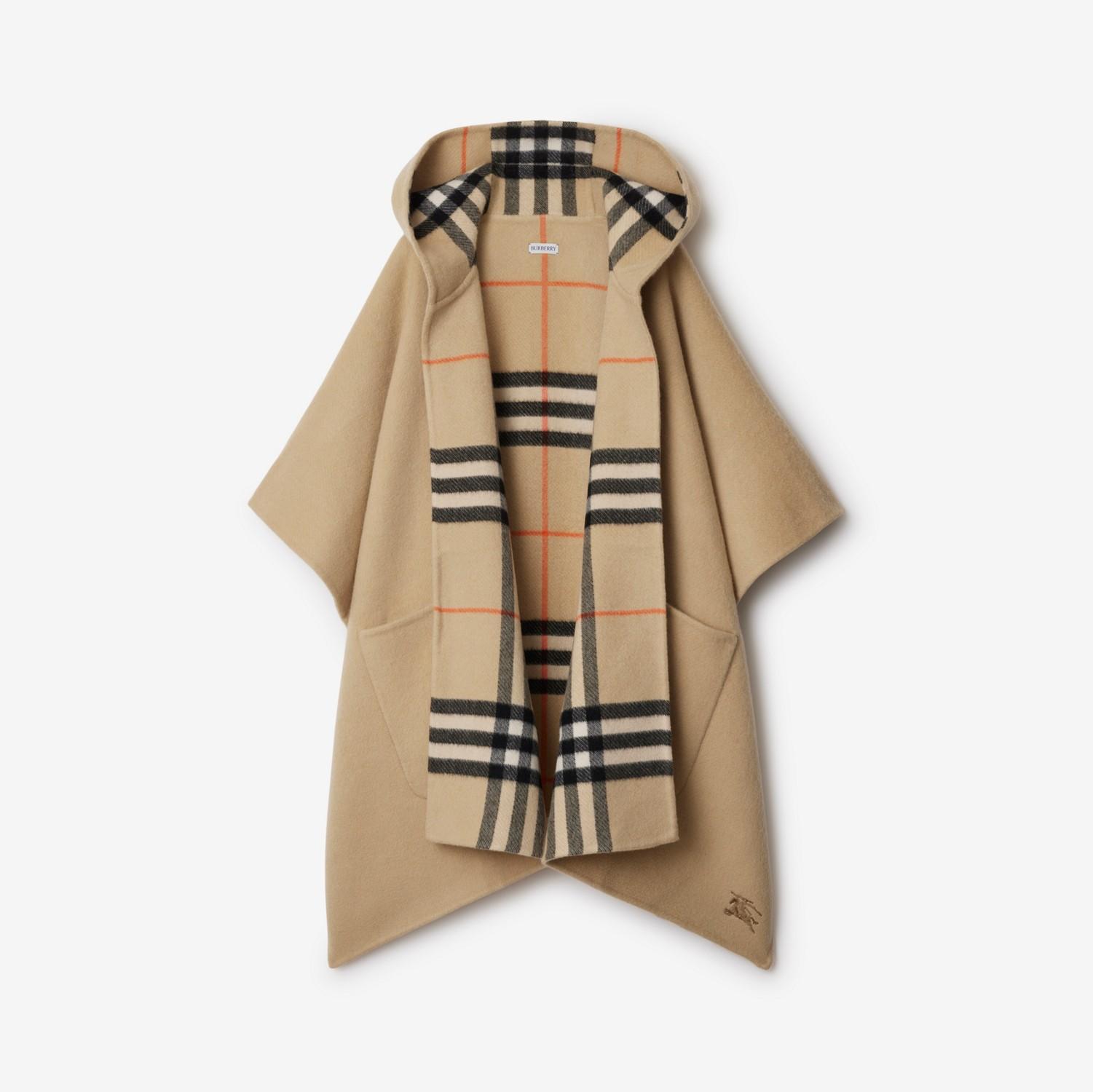 Reversible Check Cashmere Hooded Cape by BURBERRY