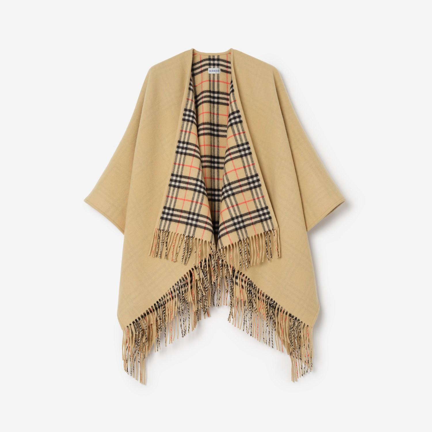 Reversible Check Wool Cape by BURBERRY