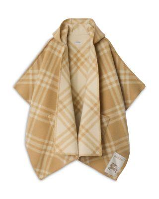 Reversible Check Wool Cape by BURBERRY