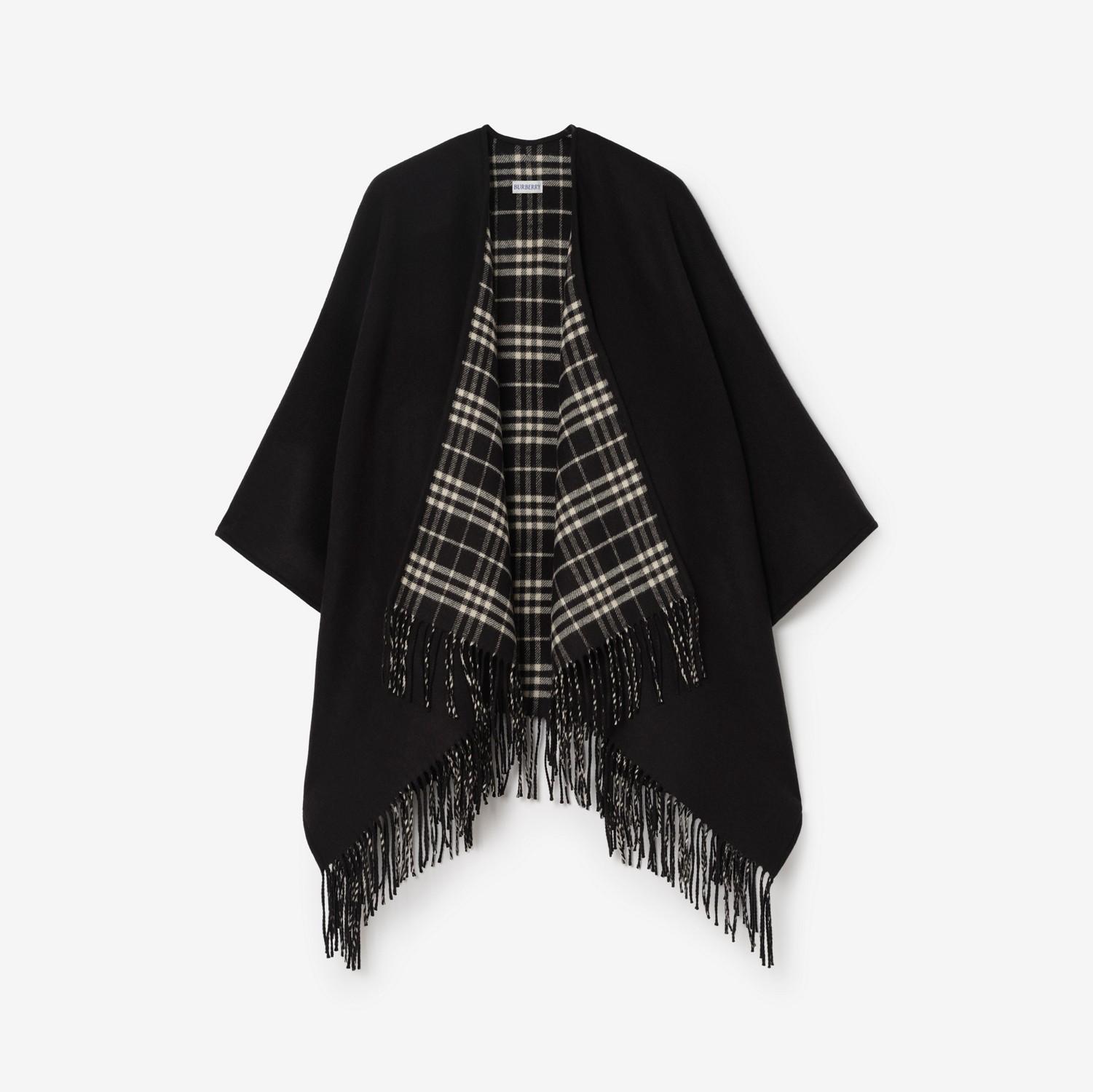 Reversible Check Wool Cape by BURBERRY