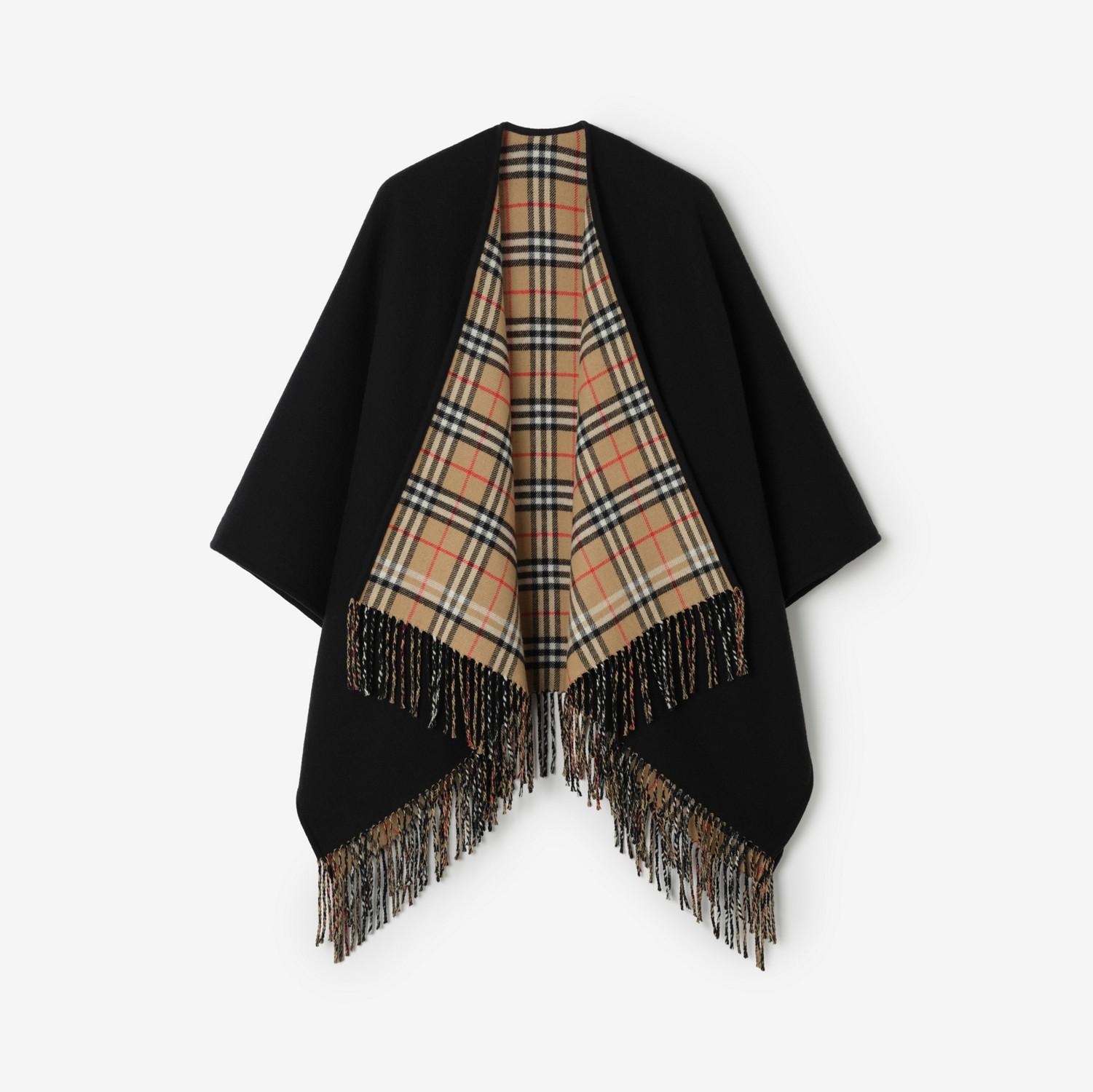 Reversible Check Wool Cape by BURBERRY