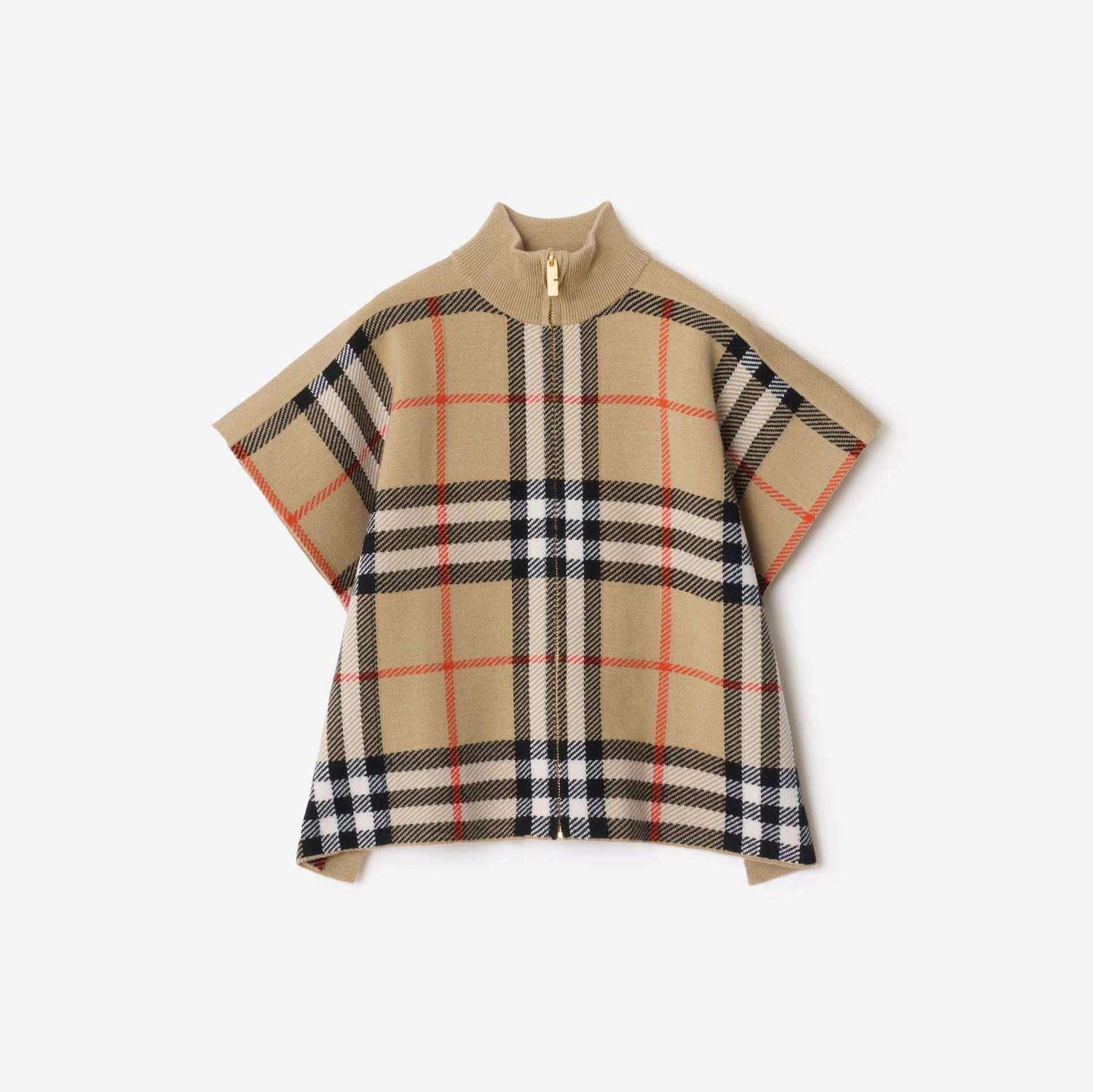 Reversible Check Wool Cape by BURBERRY