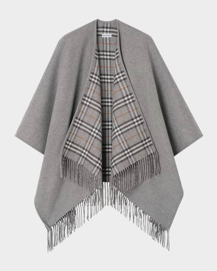 Reversible Check Wool Cape by BURBERRY