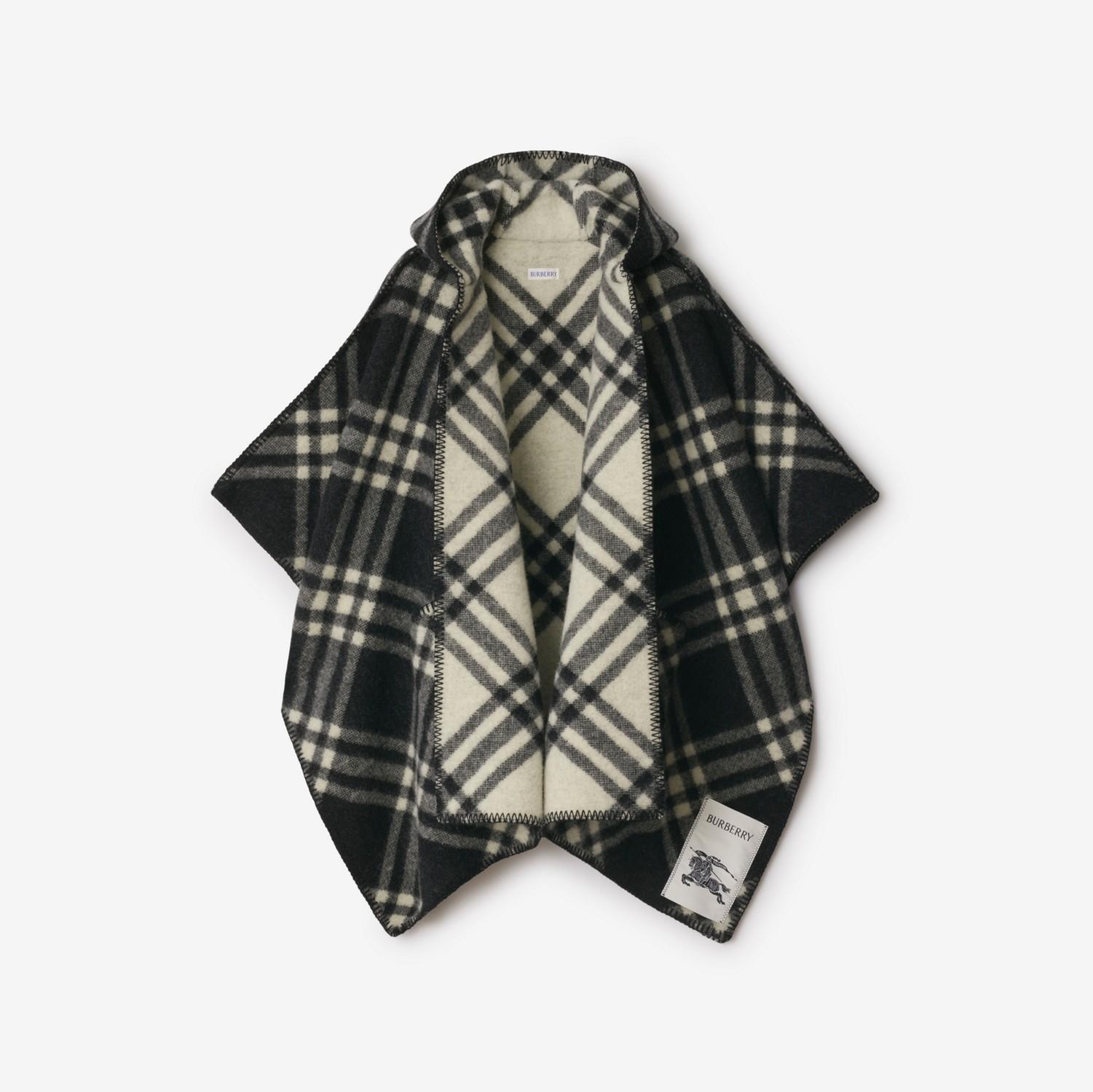 Reversible Check Wool Hooded Cape by BURBERRY