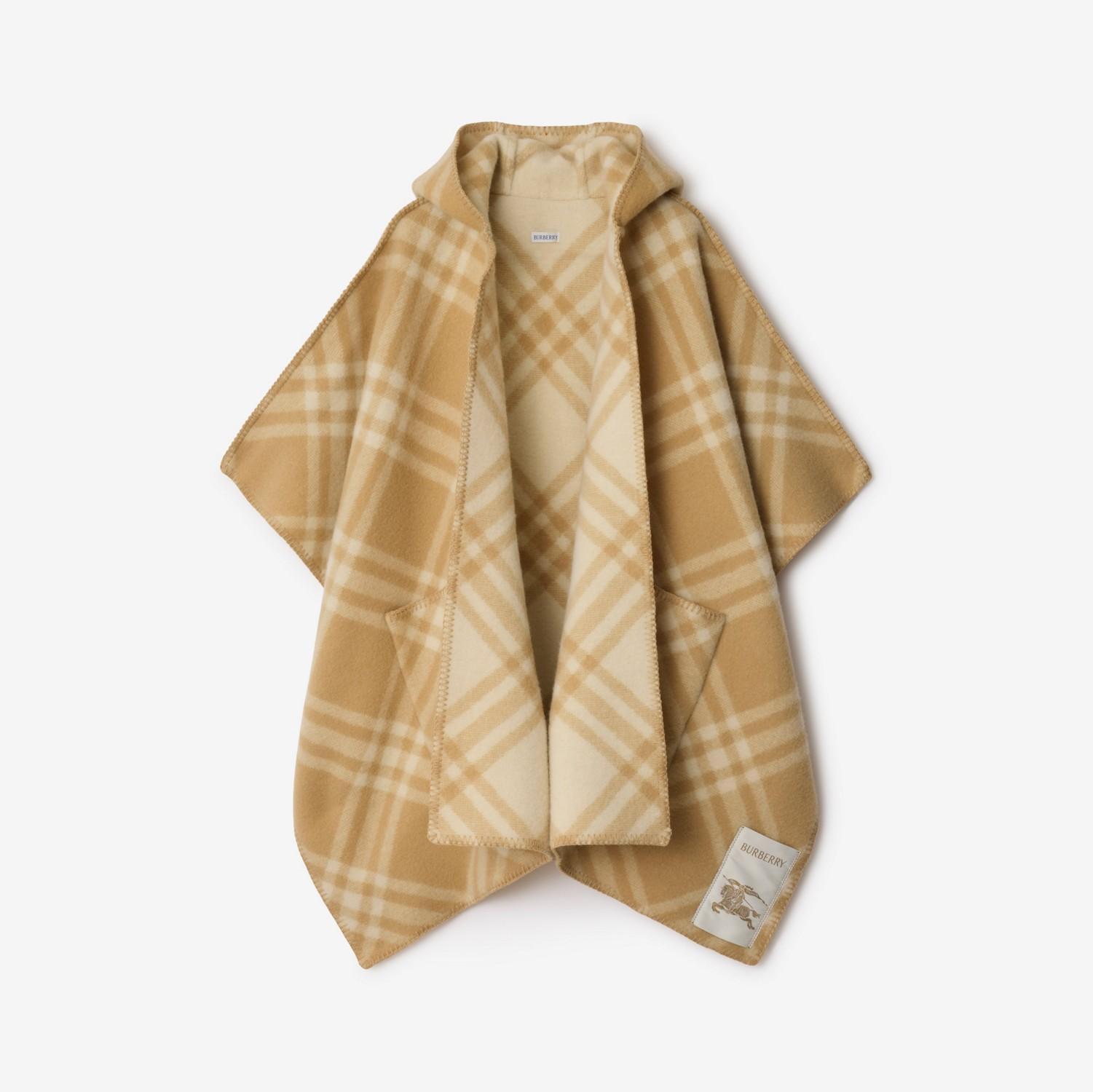 Reversible Check Wool Hooded Cape by BURBERRY