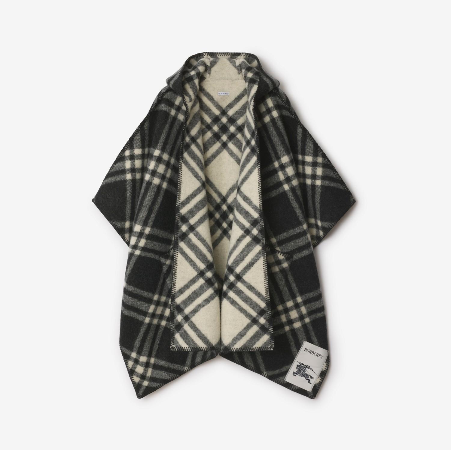 Reversible Check Wool Hooded Cape by BURBERRY