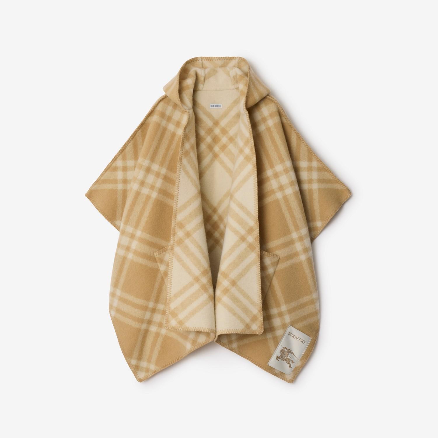 Reversible Check Wool Hooded Cape by BURBERRY