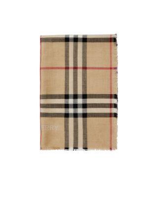 Reversible Check Wool Silk Scarf by BURBERRY
