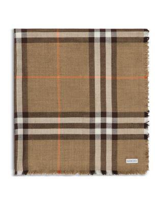 Reversible Check Wool & Silk Scarf by BURBERRY