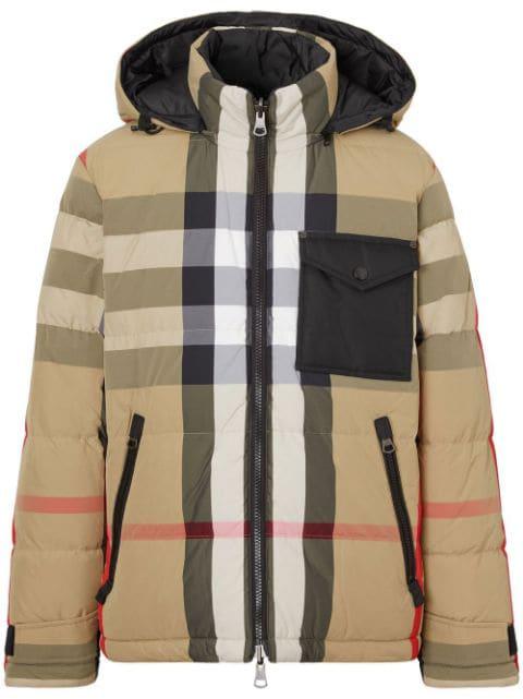 Reversible Exaggerated check padded jacket by BURBERRY