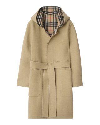 Reversible Wool Hooded Wrap Coat by BURBERRY