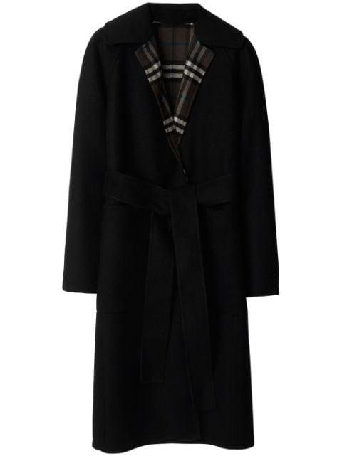 Reversible check wool wrap coat by BURBERRY