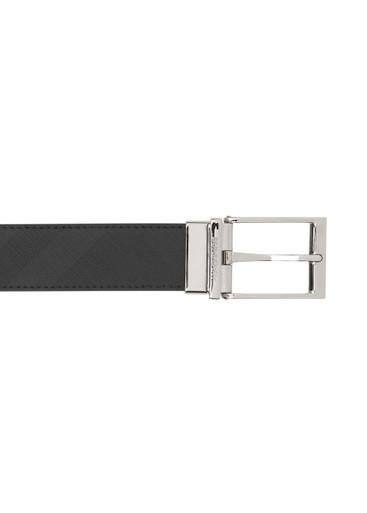Reversible london check and leather belt by BURBERRY