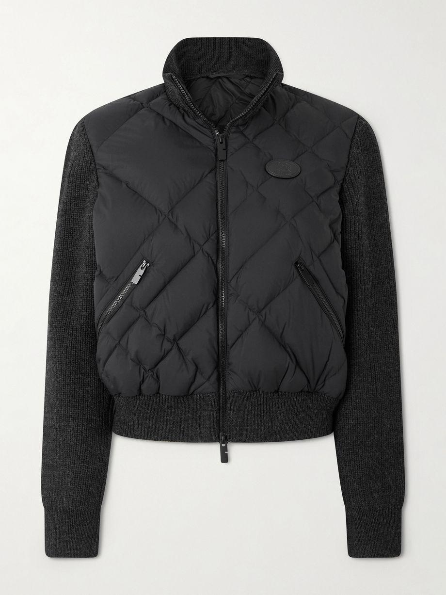 Ribbed wool-blend paneled padded shell down jacket by BURBERRY Ribbed wool-blend paneled padded shell down jacket by BURBERRY