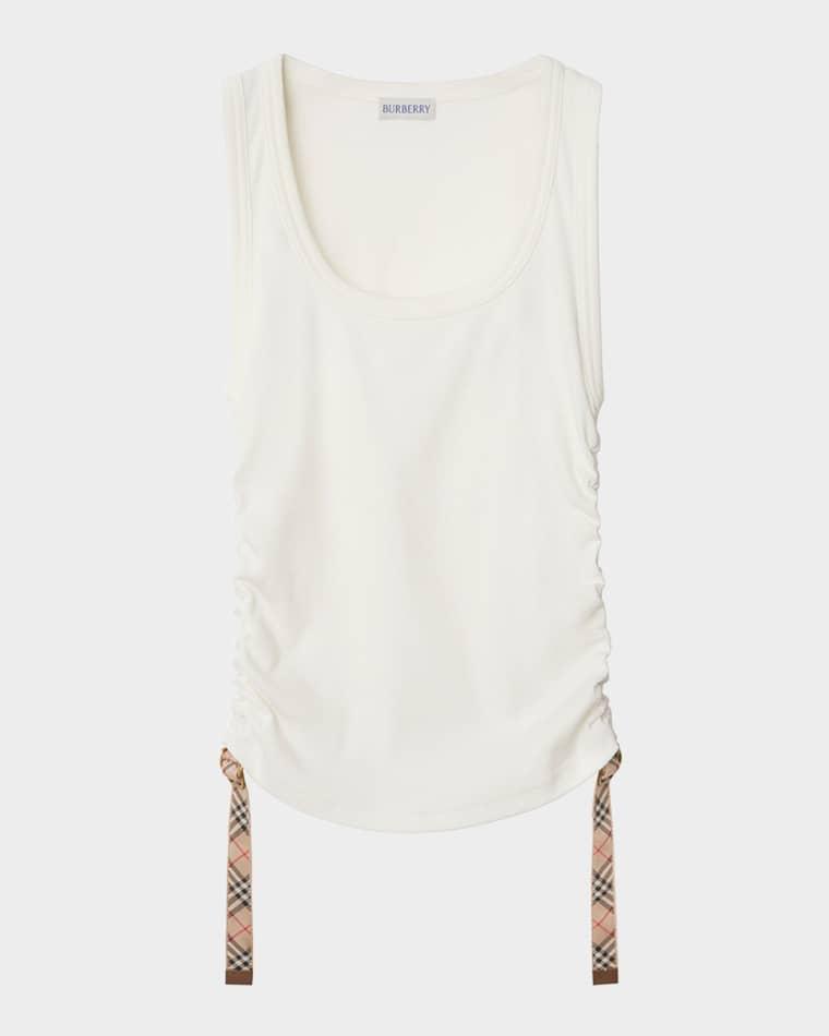 Ruched Check Drawstring Tank Top by BURBERRY