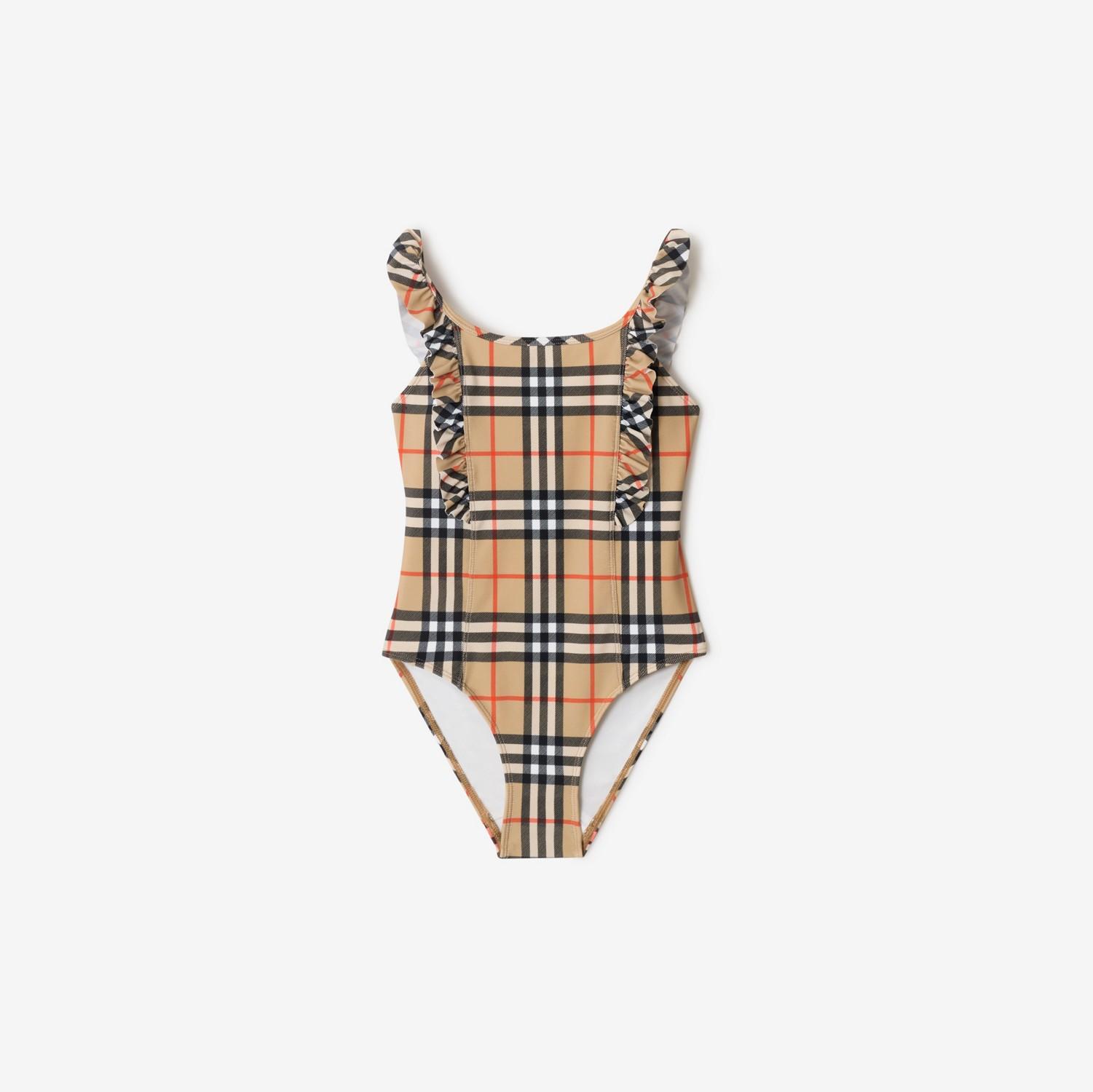 Ruffle Trim Check Swimsuit by BURBERRY