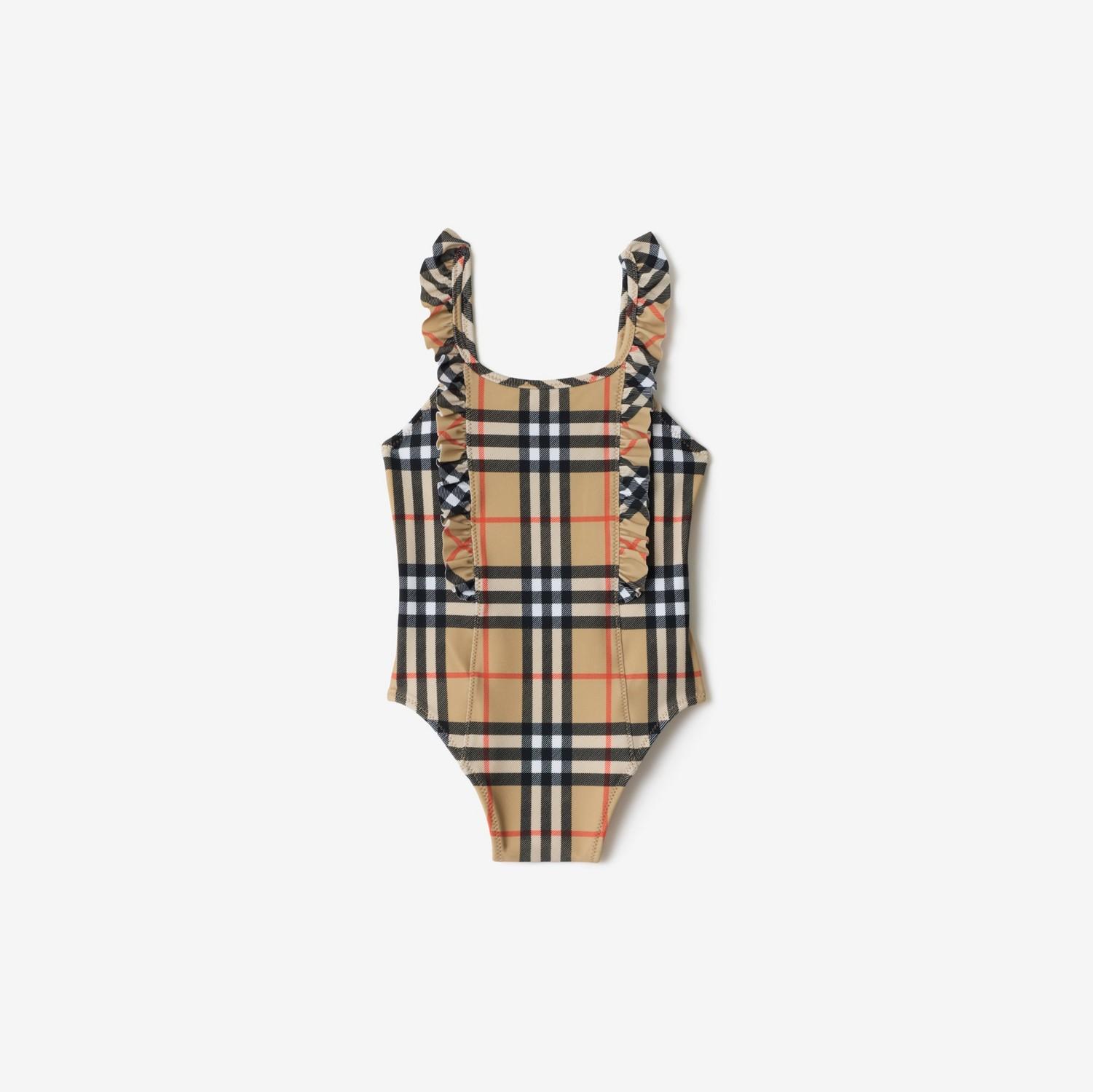 Ruffle Trim Check Swimsuit by BURBERRY
