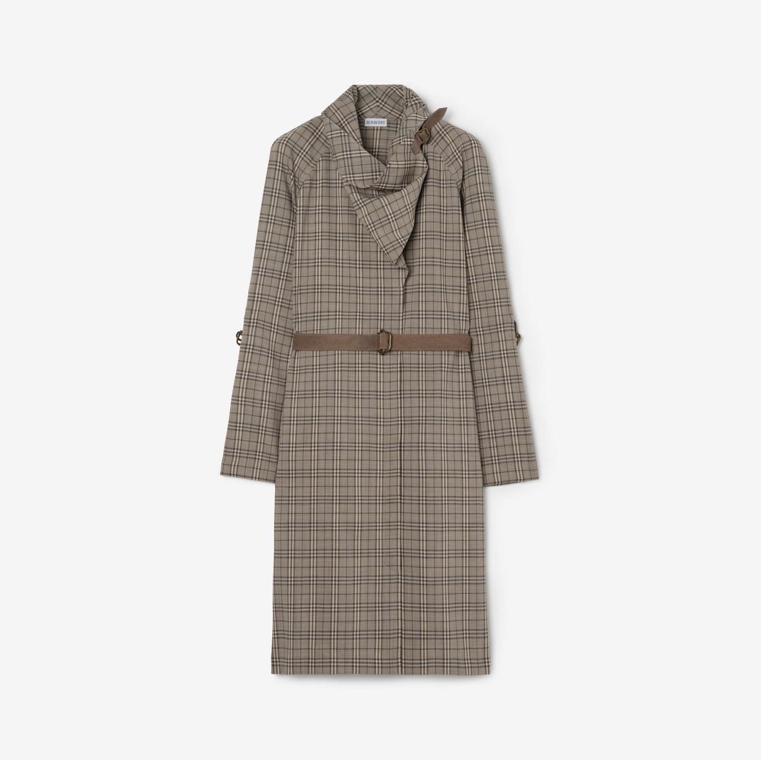 Scarf Collar Check Wool Dress by BURBERRY