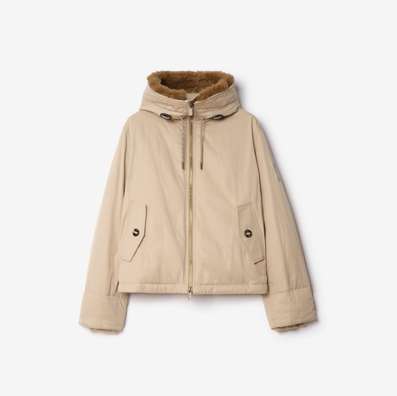 Shearling Trim Gabardine Hooded Jacket by BURBERRY