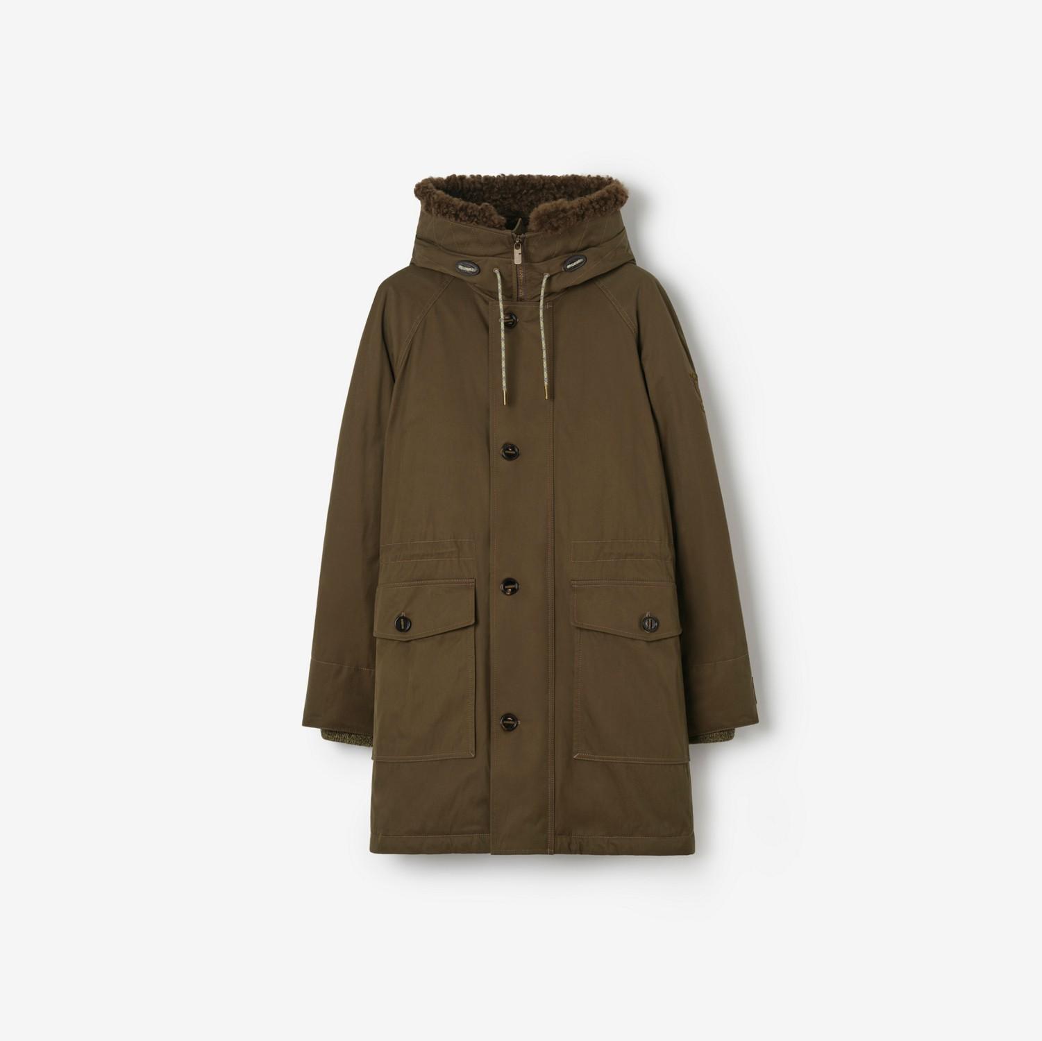 Shearling Trim Gabardine Parka by BURBERRY