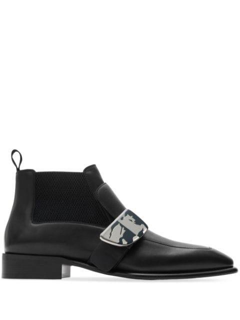 Shield leather Chelsea boots by BURBERRY