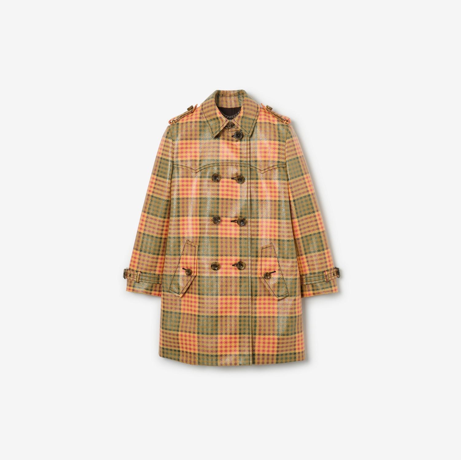 Short Check Coated Raffia-effect Summerside Trench Coat by BURBERRY
