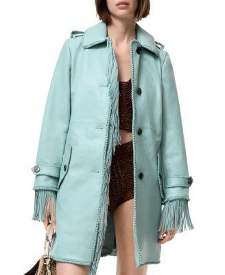 Short Fringed Leather Car Coat by BURBERRY