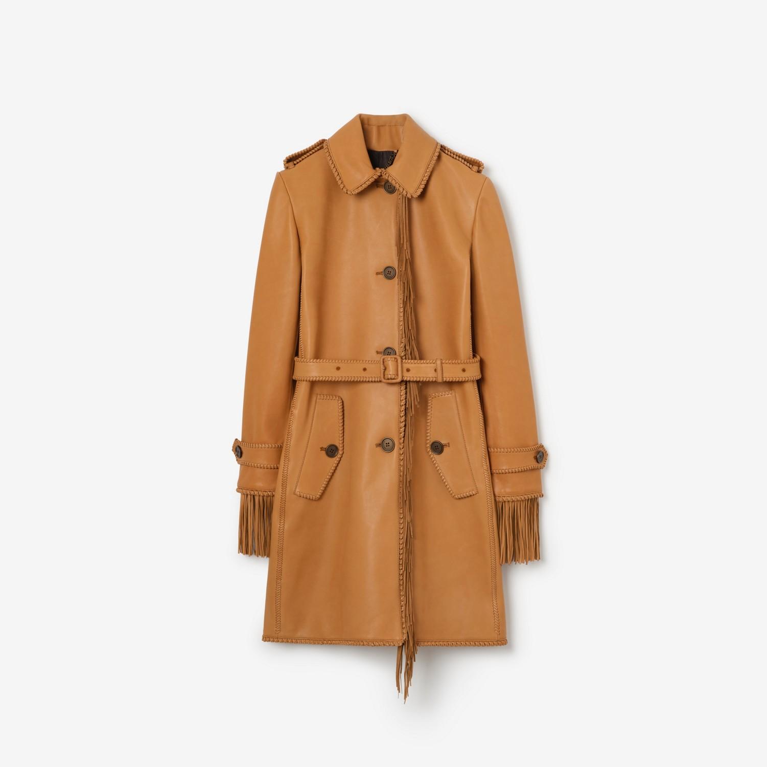 Short Fringed Leather Car Coat by BURBERRY