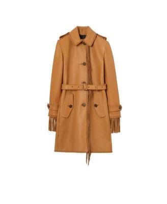 Short Fringed Leather Car Coat by BURBERRY