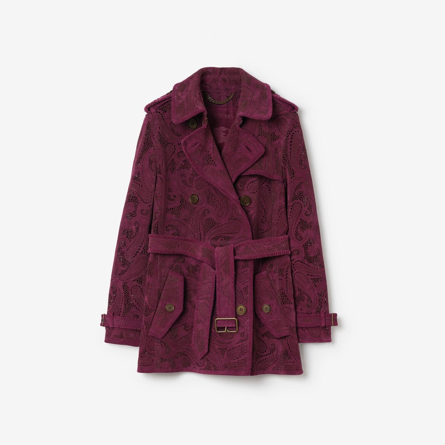 Short Paisley Suede Foxfield Trench Coat by BURBERRY