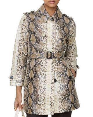 Short Python Print Coated Cotton Stonehaven Car Coat by BURBERRY