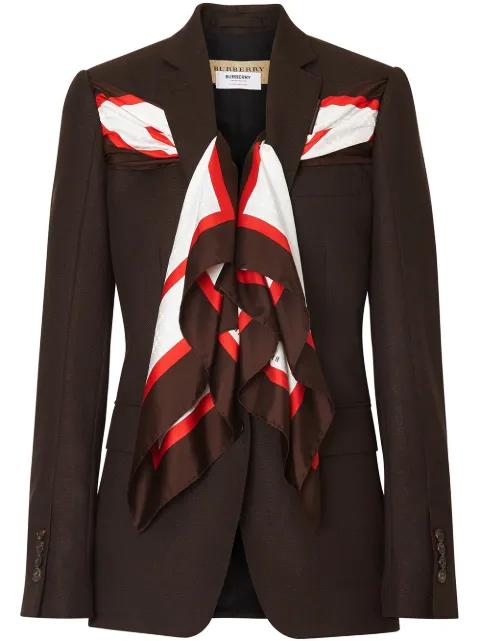 Silk Scarf Detail Wool Tailored Jacket by BURBERRY