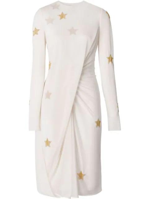 Silk viscose dress with gold stars by BURBERRY