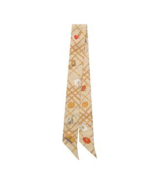 Skinny Check Charm Silk Scarf by BURBERRY