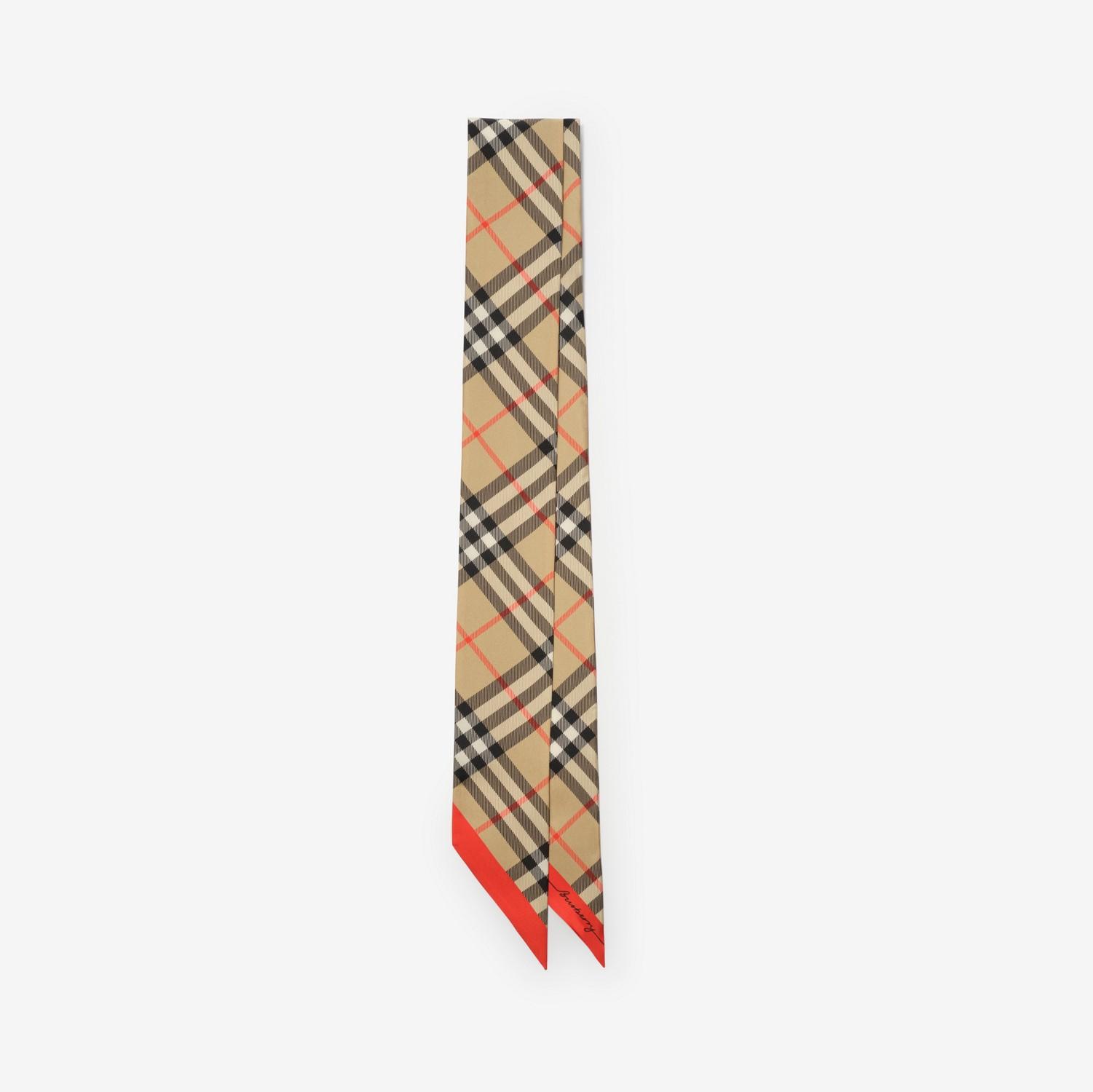Skinny Contrast Check Silk Scarf by BURBERRY