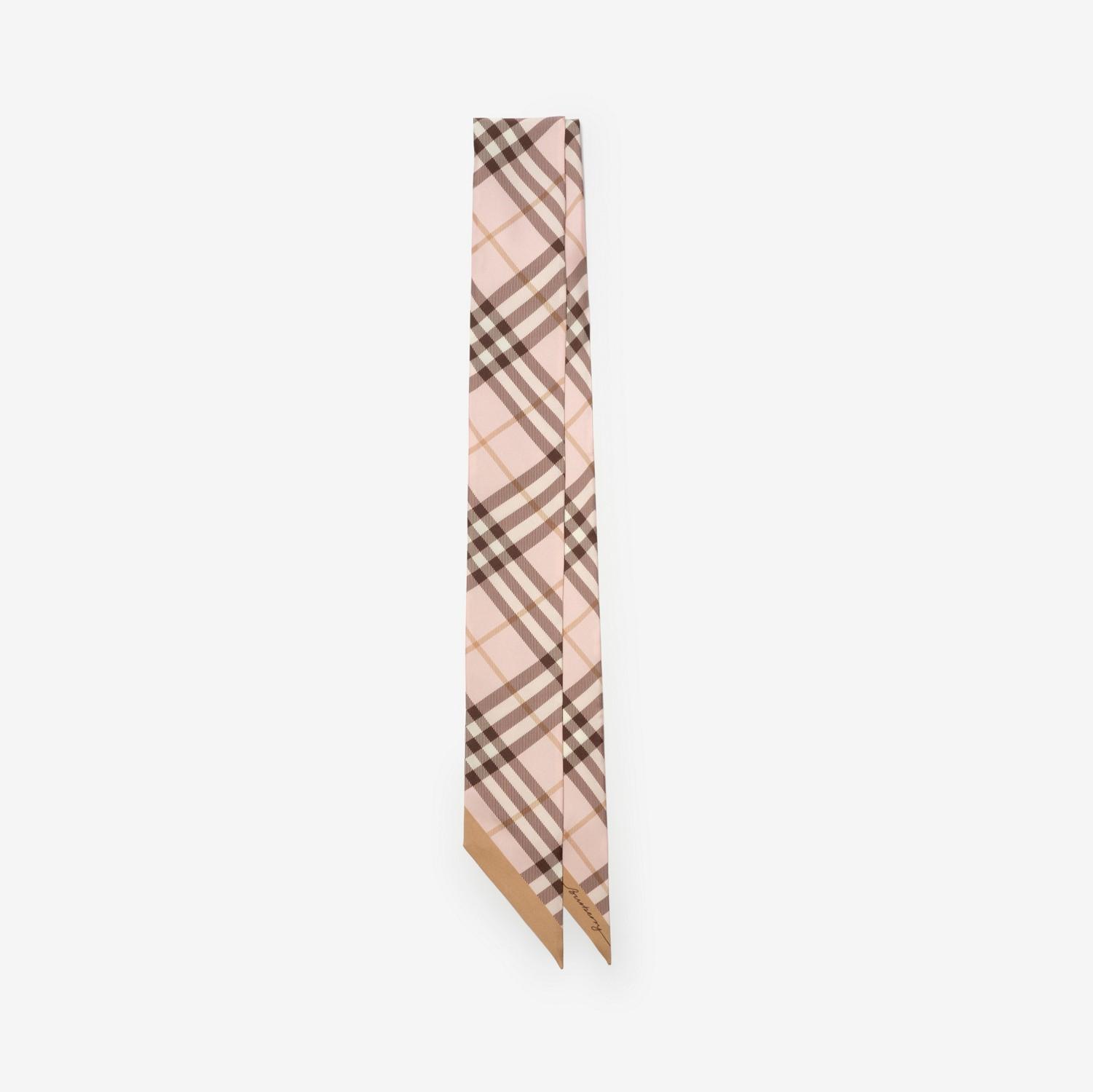 Skinny Contrast Check Silk Scarf by BURBERRY