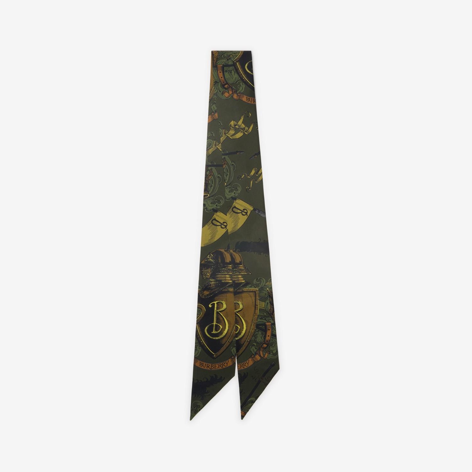 Skinny Reversible Etched Knight Silk Scarf by BURBERRY