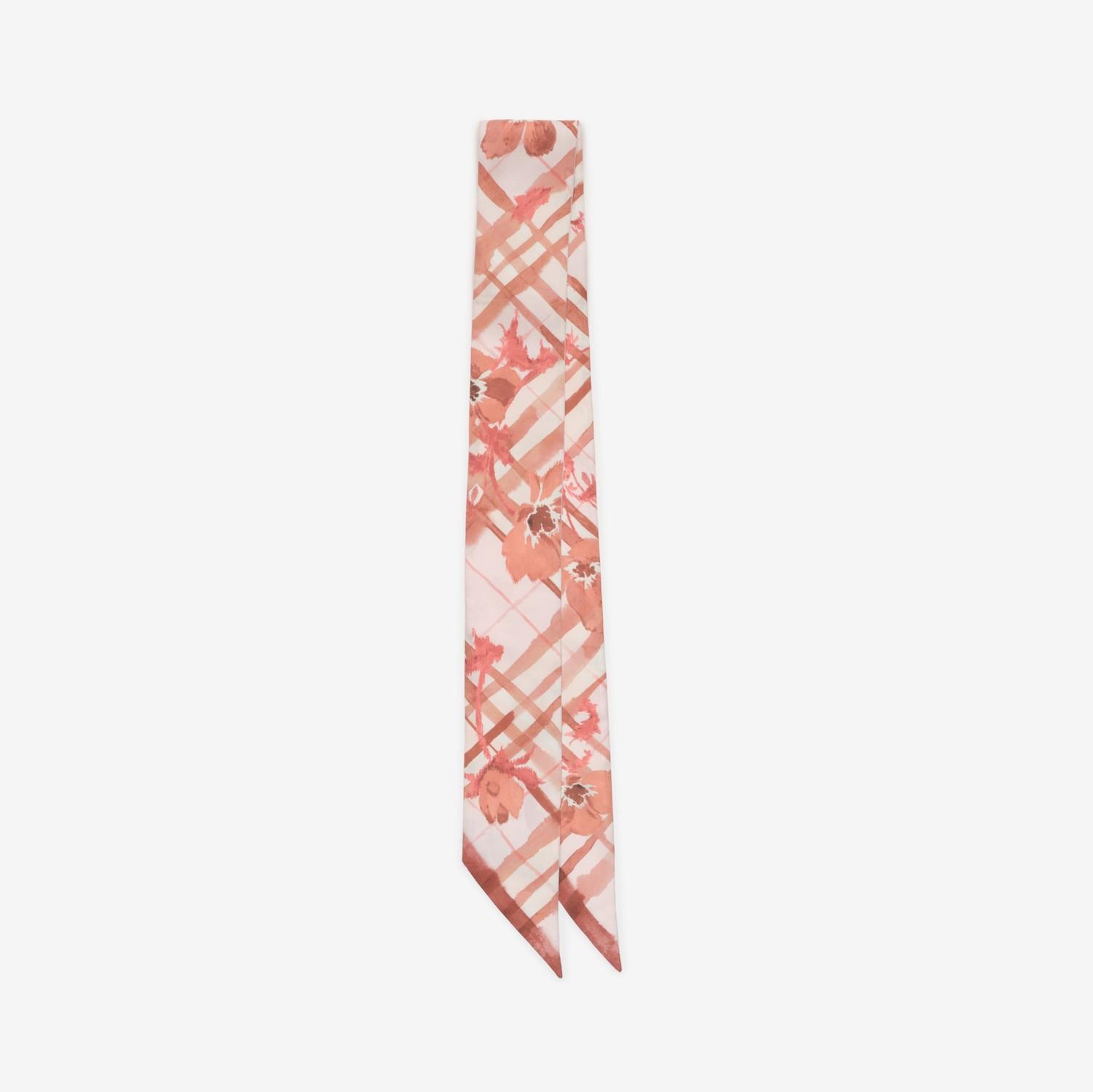 Skinny Watercolour Check Silk Scarf by BURBERRY