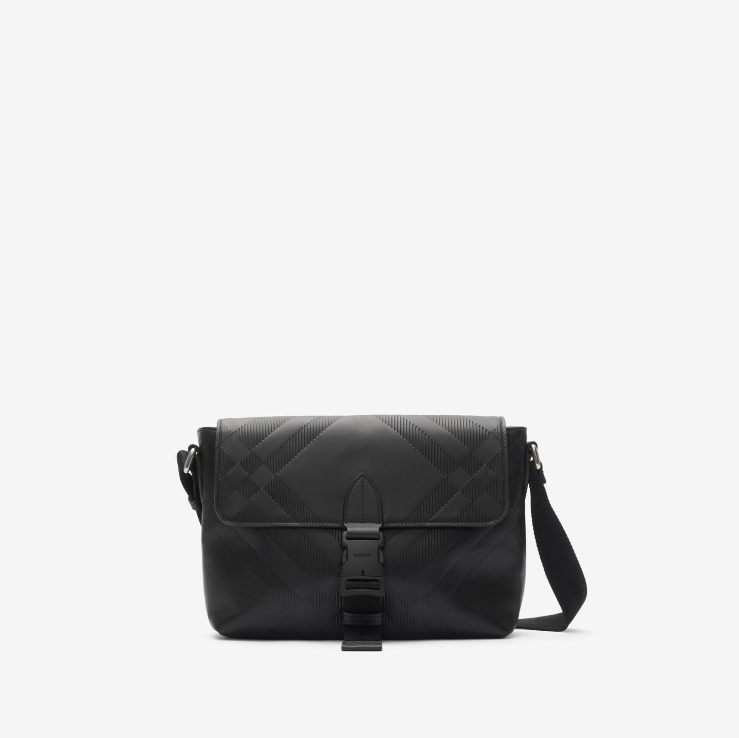 Small Embossed Check Buckled Messenger Bag​ by BURBERRY