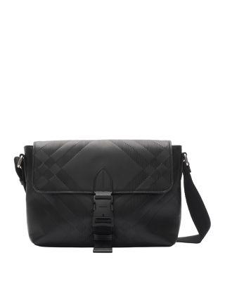 Small Embossed Check Buckled Messenger Bag by BURBERRY