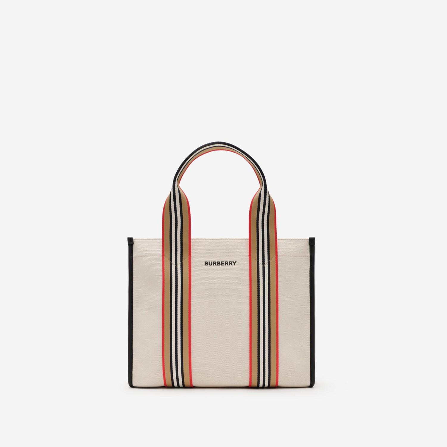 Small Icon Stripe Trim Canvas Tote by BURBERRY