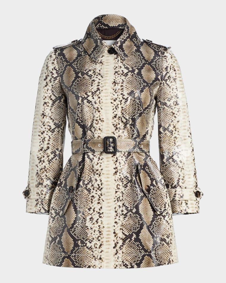 Stonehaven Python-Print Coated Short Car Coat by BURBERRY