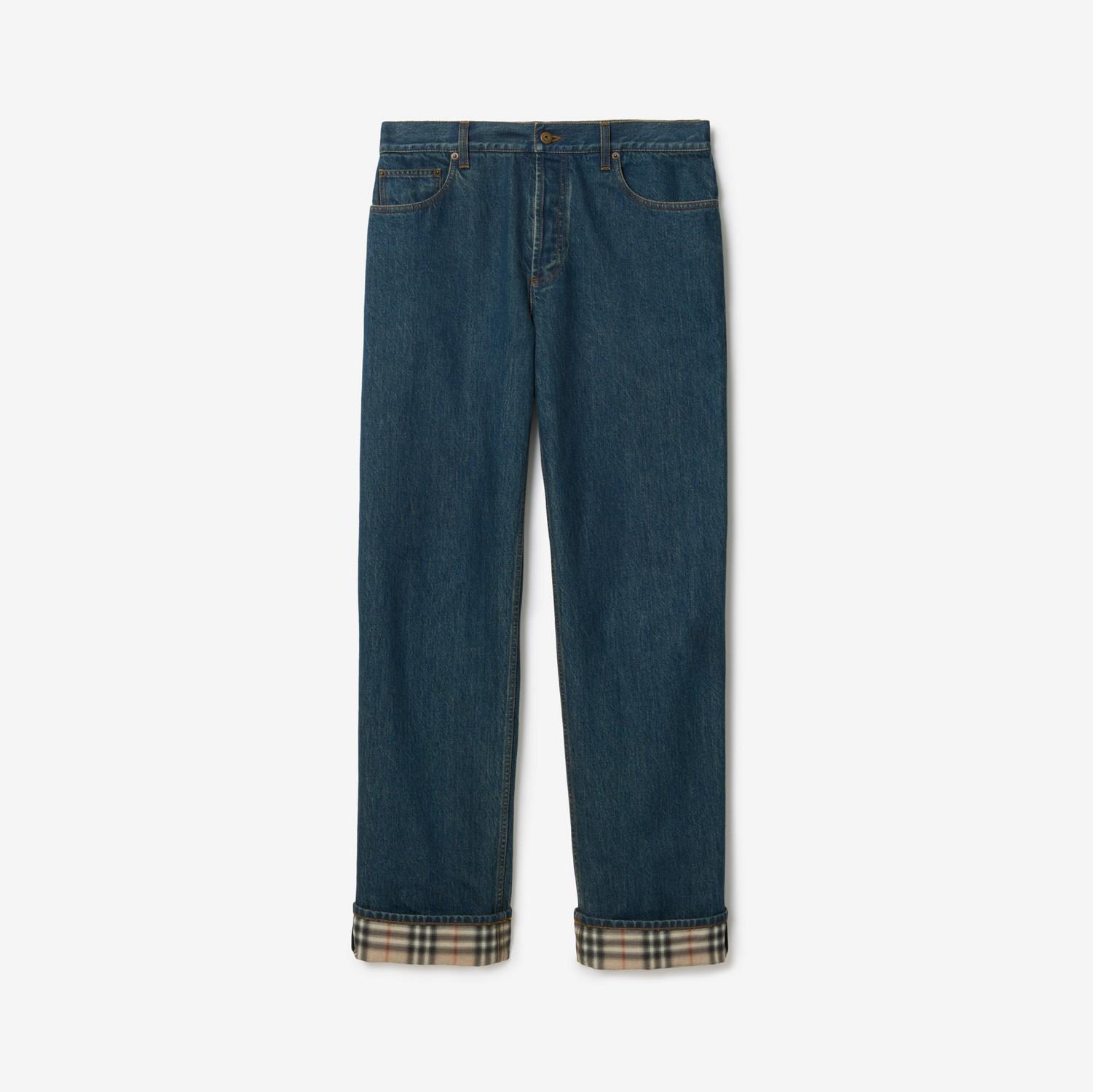 Straight Check Turn-up Jeans by BURBERRY