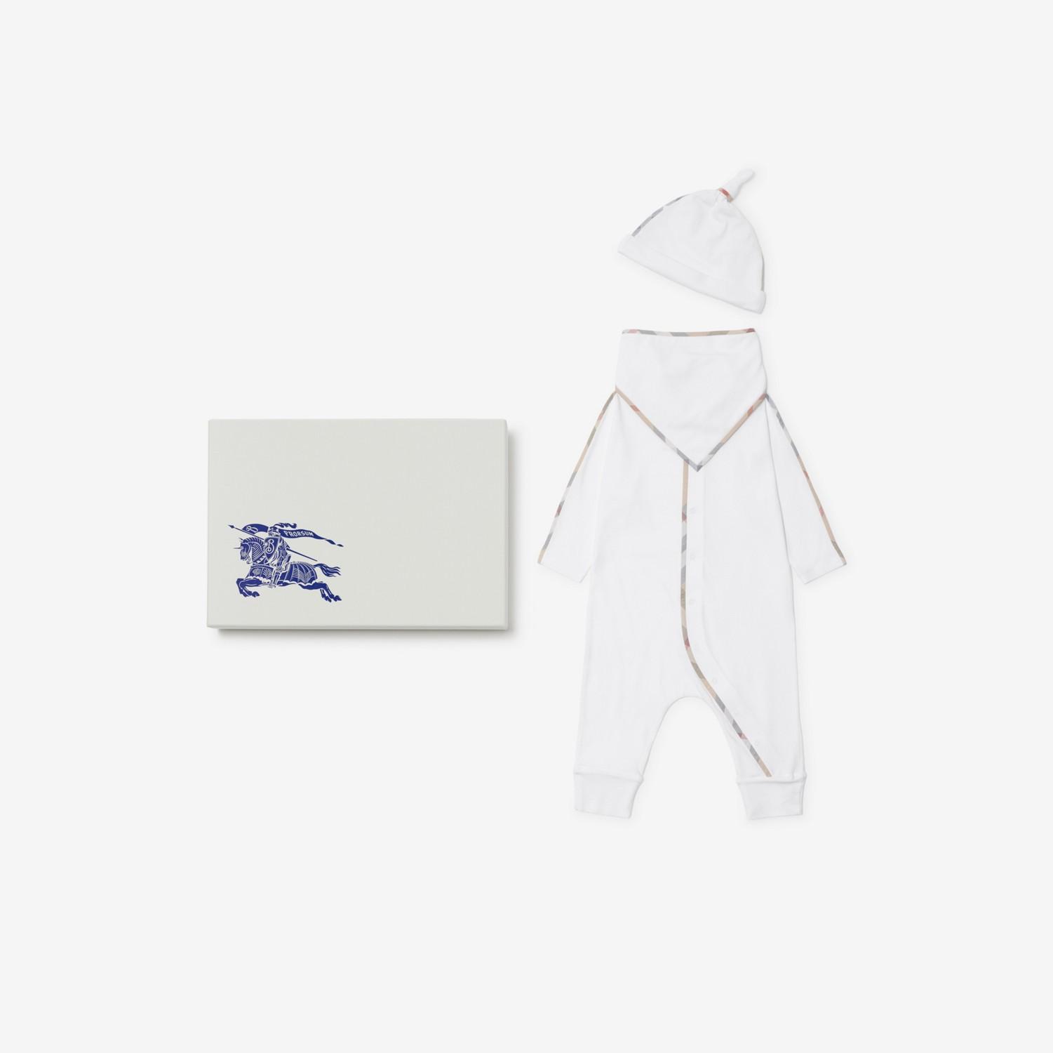 Stretch Cotton Three-piece Baby Gift Set by BURBERRY