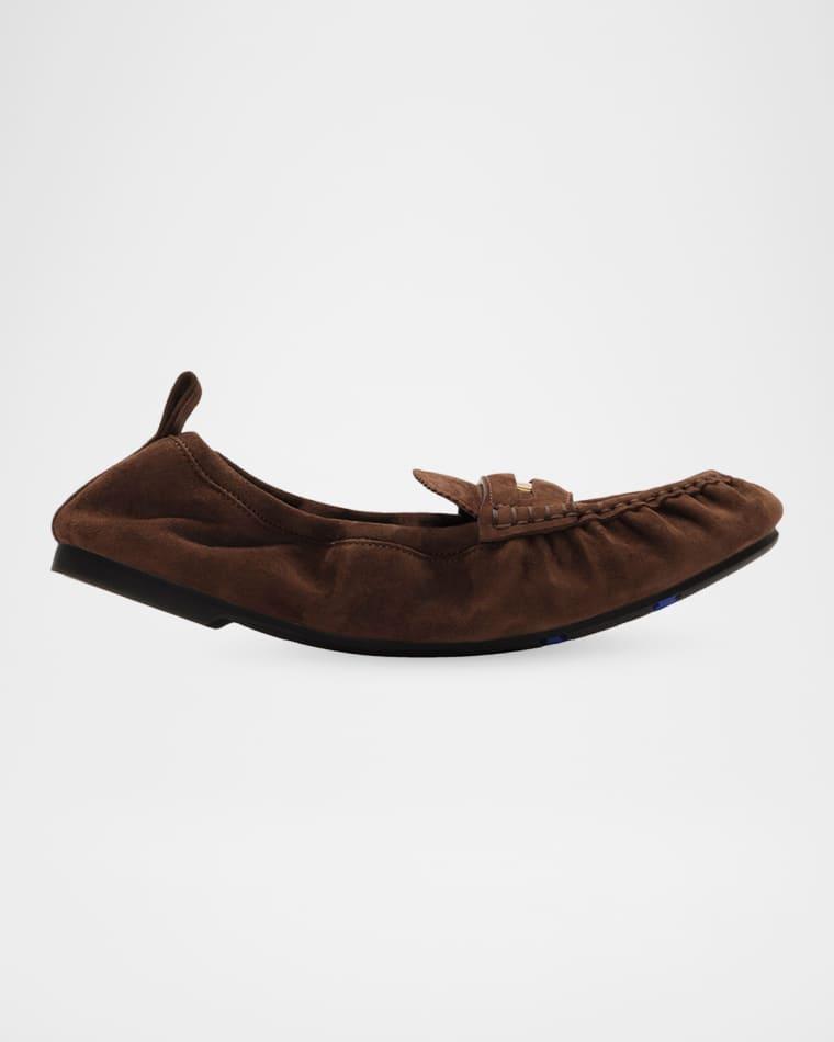 Suede Fawn Penny Loafers by BURBERRY