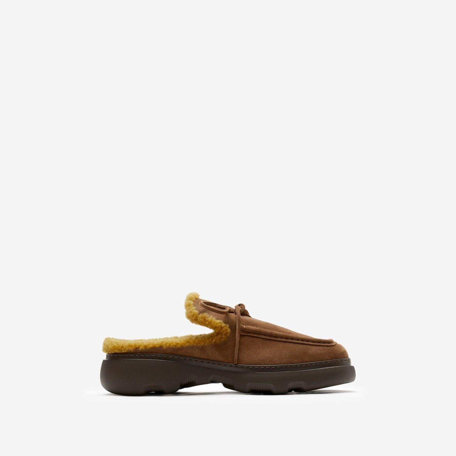 Suede and Shearling Stony Mules by BURBERRY